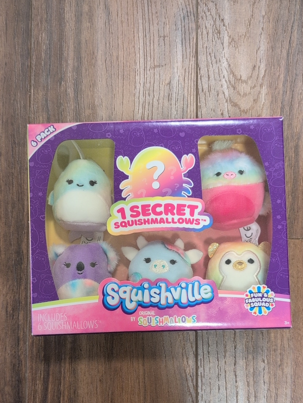 Squishmallows Squishville 6-Pack Plush Set - Purple, Pink, Blue, White, Yellow